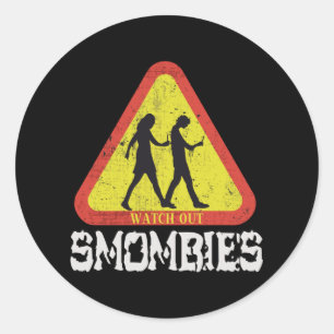 Achtung Smombies Runder Aufkleber