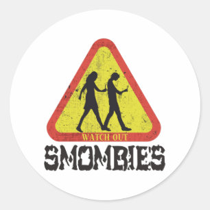 Achtung Smombies Runder Aufkleber
