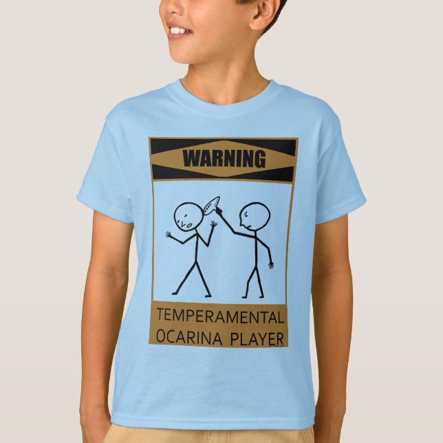 Achtung: Temperamentvoller Ocarina Spieler T-Shirt (Vorderseite)