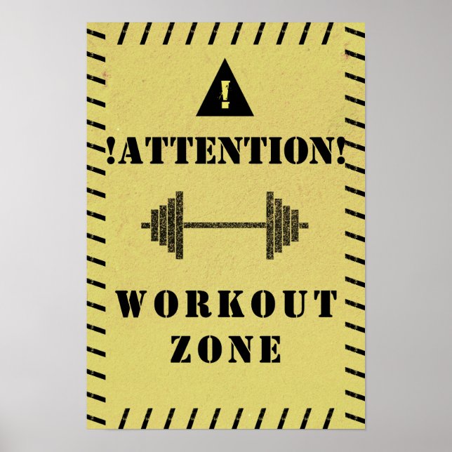 Achtung, Trainingszone im Stil eines Fitnessstudio Poster (Vorne)