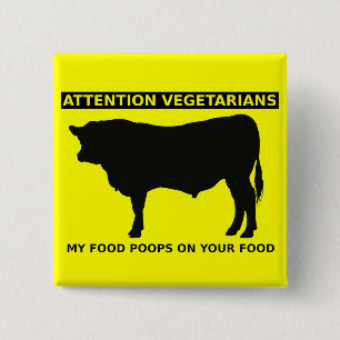 Achtung Vegetarier Funny Meat Lovers Button