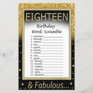Achtzehn Geburtstag Word Scramble Game