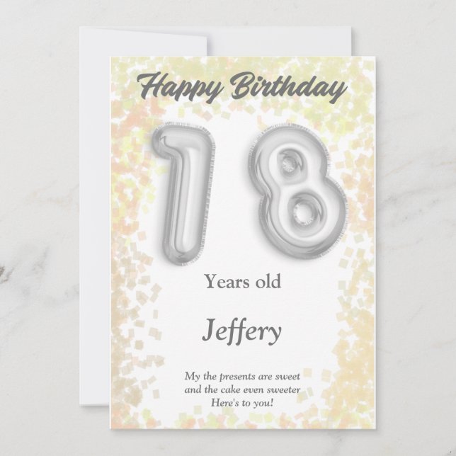 Achtzehnjährige Happy Birthday Card (Vorderseite)