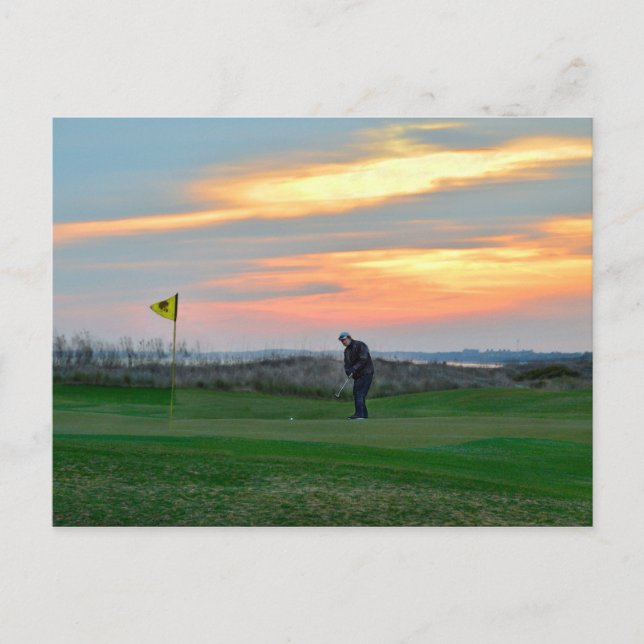 Achtzehnte Grüne bei Sunset auf der Insel Kiawah Postkarte (Vorderseite)