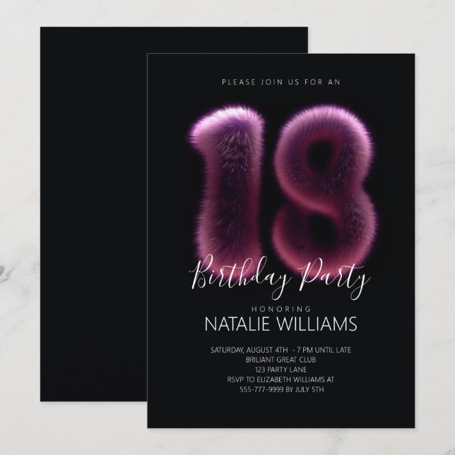 Achtzehnter Geburtstag Einladung (Vorne/Hinten)