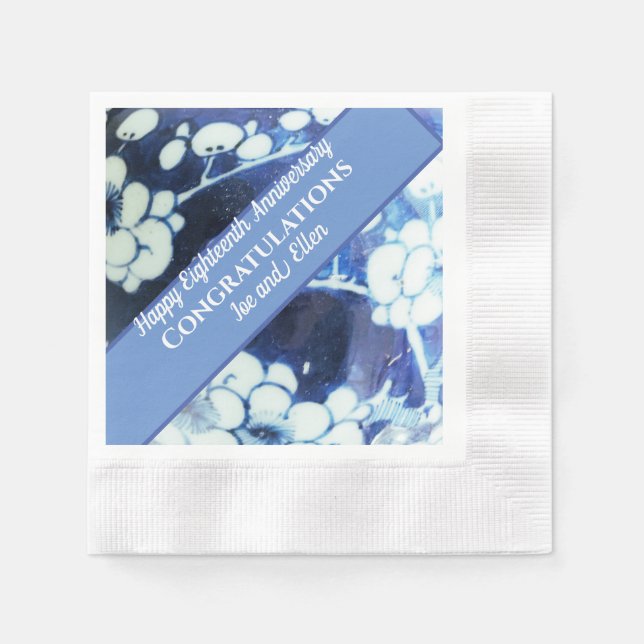 Achtzehnter Hochzeitstag Serviette (Vorderseite)