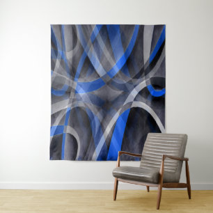 Achtzig als Cooles Muster einer blauen Linie Wandteppich