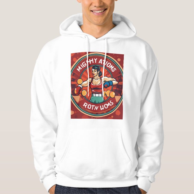 "Achtzig Atome: Der weibliche Boxer" Hoodie (Vorderseite)