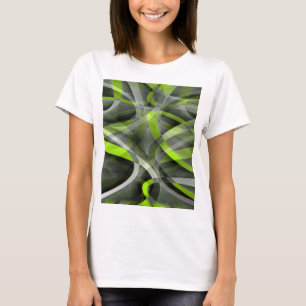 Achtzig gestyltes Grau- und Lemon-Curve-Muster T-Shirt