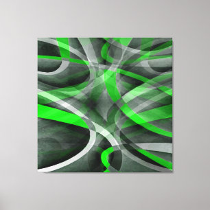 Achtzig Retro Neon Green und Gray Curved Line Pat Leinwanddruck