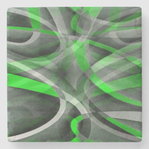 Achtzig Retro Neon Green und Gray Curved Line Pat Steinuntersetzer