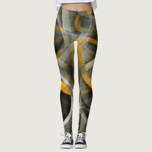 Achtzig Retro Senf Gelb und Grau Abstrakten Cu Leggings