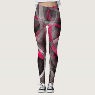Achtzig Rose Rosa und Grau-Funky Muster Leggings