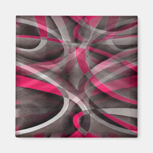 Achtzig Rose Rosa und Grau-Funky Muster Magnet