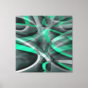 Achtzig Snazzy Aqua und Graues Linienmuster Leinwanddruck