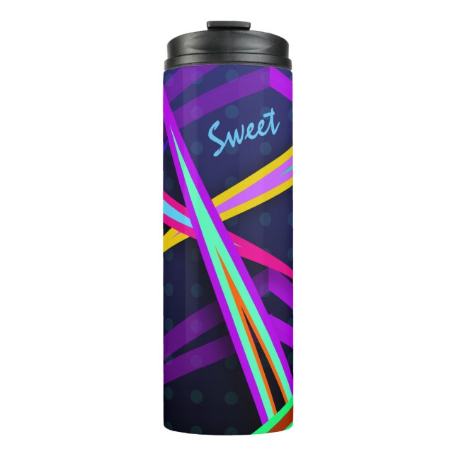 Achtzig Spaß dunkles Vaporwave Style Design Thermosbecher (Vorderseite)