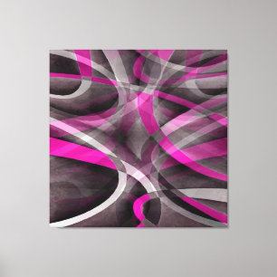 Achtzig Stil Fucshia Rosa und Gray Curves Patter Leinwanddruck