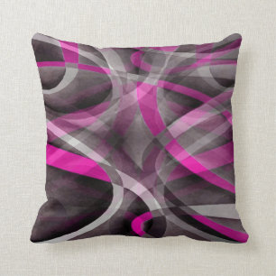 Achtzig Stile Fucshia Rosa und Gray Curves Patter Kissen