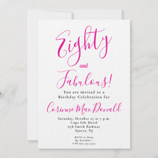 Achtzig und Fantastisch Skript Rosa 80. Geburtstag Einladung