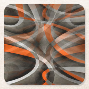 Achtzig Vibes verbrannte Orange und Graue Schichtk Rechteckiger Pappuntersetzer