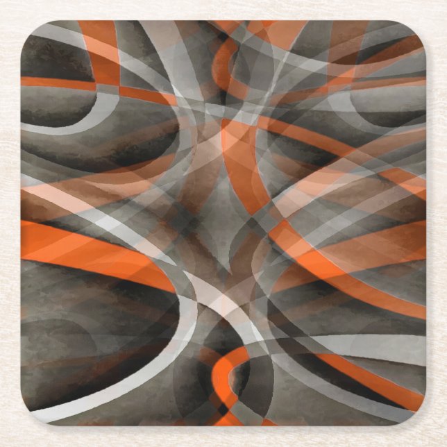 Achtzig Vibes verbrannte Orange und Graue Schichtk Rechteckiger Pappuntersetzer (Vorderseite)