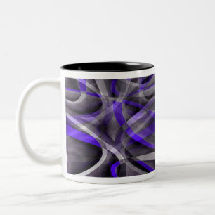 Achtzig Vibes Violet Blue und Gray Funky Muster Zweifarbige Tasse