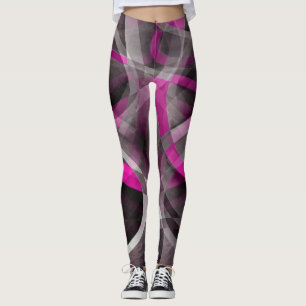 Achtziger Jahre Stil Fuchsia Rosa und Graue Kurven Leggings