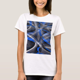 Achtziger-Jahre-Thema: Blaues Kurvenlinienmuster T-Shirt