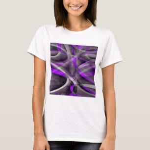 Achtziger Retro Helllila und Grau Kurvenmuster T-Shirt