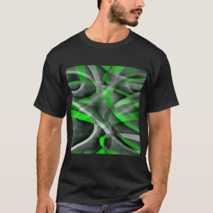 Achtziger Retro Neon Grün und Graue Gebogene Linie T-Shirt