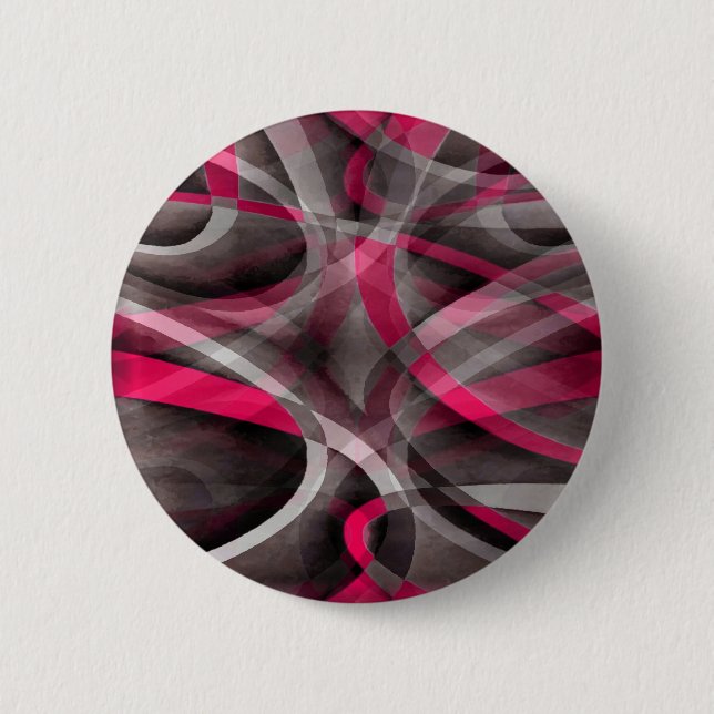 Achtziger-Rosen-Pink und Grau-Funky-Muster Button (Vorderseite)