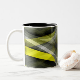 Achtziger-Vibes Narzissengelb und graue Schichten Zweifarbige Tasse