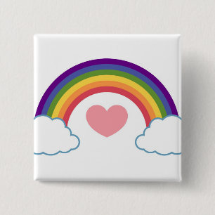 Achtzigerjahre Herz u. Regenbogen - Knopf Button