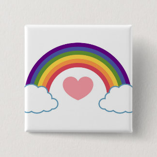 Achtzigerjahre Herz u. Regenbogen - Knopf Button