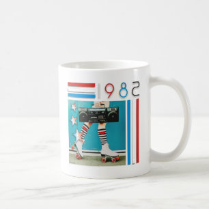 Achtzigerjahre Retro Boom-Kasten-und Kaffeetasse