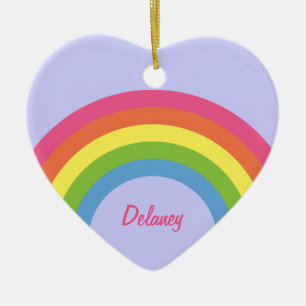 Achtzigerjahre Retro Regenbogen-Herz-Verzierung Keramikornament