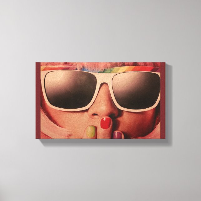 Achtziges Retro-Modemädchen Leinwanddruck (Vorderseite)