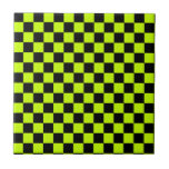 Acid green black checkerboard pattern fliese<br><div class="desc">A vibrant checkerboard pattern with alternating neon yellow and black squares creates a striking geometric design,  conveying a bold and energetic tone.</div>