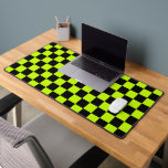 Acid green black checkerboard pattern schreibtischunterlage<br><div class="desc">A vibrant checkerboard pattern with alternating neon yellow and black squares creates a striking geometric design, conveying a bold and energetic tone.</div>