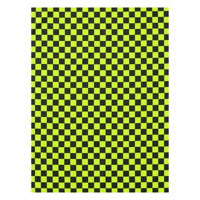 Acid green black checkerboard pattern tischdecke (Vorderseite)