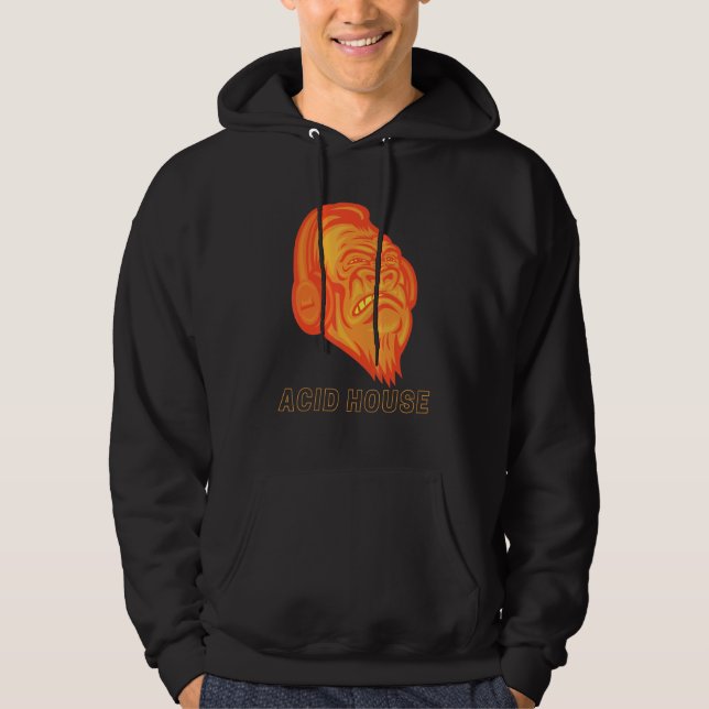 Acid House Gorilla Edm Music Festival Rave Dubstep Hoodie (Vorderseite)