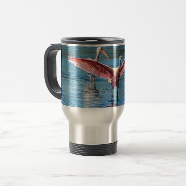 Acier inoxydable de spatule rose tasse de voyage (Devant gauche)