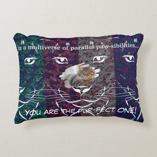 Acii mehrfarbige pixelige Katzen Dekokissen (Vorderseite)