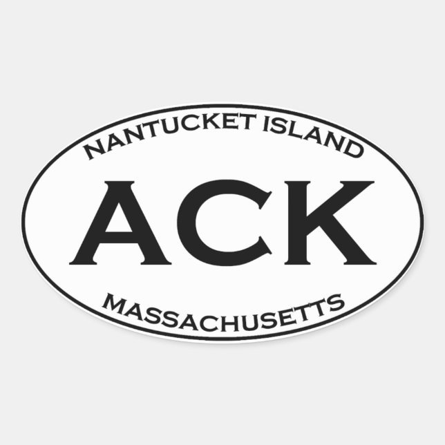 ACK - Nantucket Island Massachusetts Ovaler Aufkleber (Vorderseite)