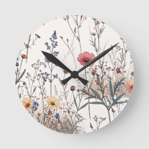 Ackerblumen Runde Wanduhr