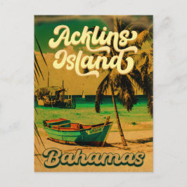 Acklins Island Bahamian Retro Sunset Souvenirs Postkarte