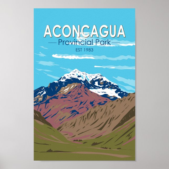 Aconcagua Provincial Park Argentinien Reisen Vinta Poster (Vorne)