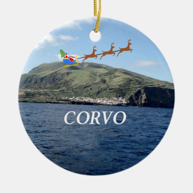 Açores : Ornement de Noël Panoramique Corvo (Devant)