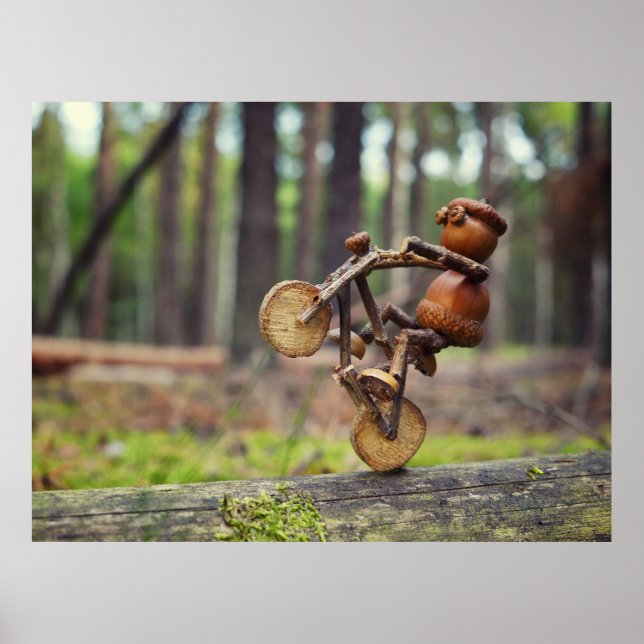 Acorn elf auf dem Fahrradposter Poster (Vorne)