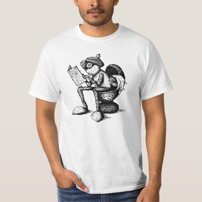 Acorn elf auf der Toilette und lesen T-Shirt (Vorderseite)